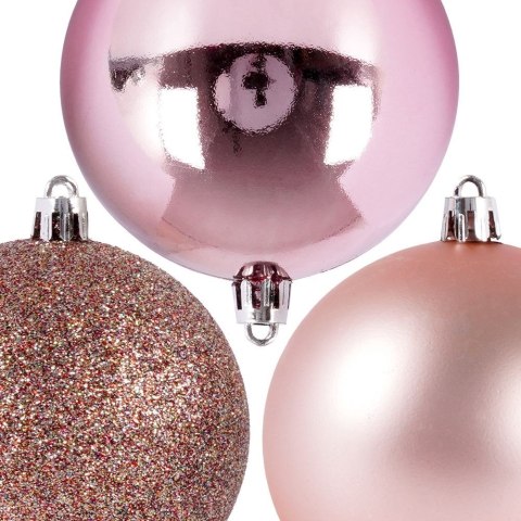 Bombki Choinkowe VILDE Różowe 8 cm Zestaw 5 szt. Błyszczące Brokat