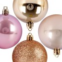 Bombki Choinkowe VILDE Różowe Złote 6 cm Zestaw 9 szt. Brokat Perła
