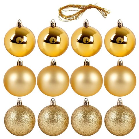 Bombki Choinkowe ORION Złote 6 cm 12 szt. Nietłukące Błyszczące Matowe