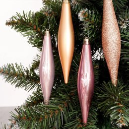 Bombki świąteczne sople nietłukące różowe złote zestaw 4 szt. 15 cm
