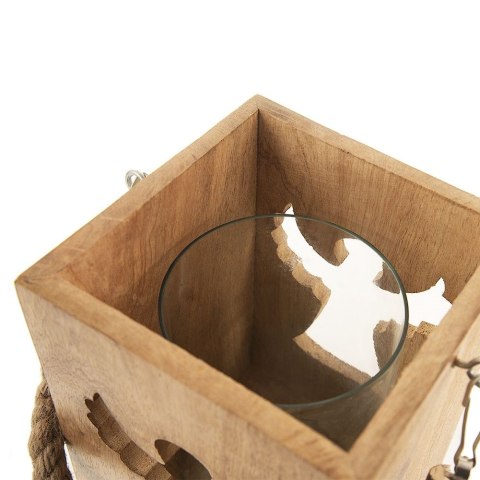 Lampion na Świeczkę Drewniany Anioł 20,5 cm ORION Mango