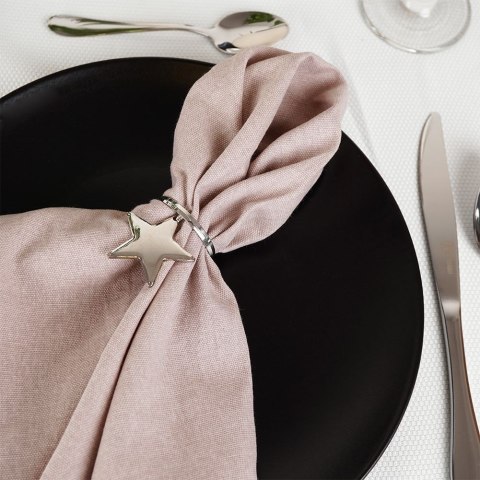 Obrączki na Serwetki 4 szt. Metalowe Srebrne Gwiazdki VILDE