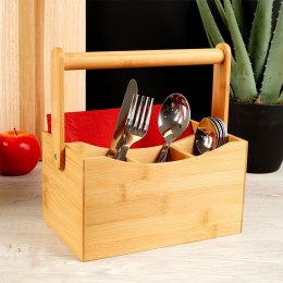 Stojak Organizer na Sztućce Sosy Przyprawy Drewniany Stołowy ORION 22x14 cm