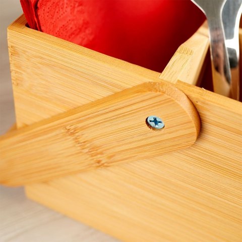 Stojak Organizer na Sztućce Sosy Przyprawy Drewniany Stołowy ORION 22x14 cm