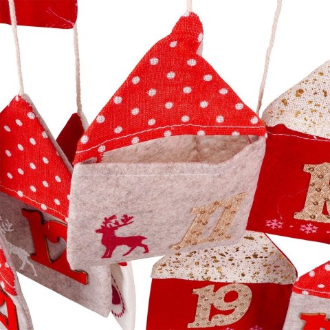 Kalendarz Adwentowy Wiszący Filcowy Czerwony Solidny Trwały VILDE 70 x 60cm