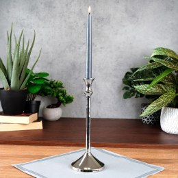 Świecznik na długą świeczkę aluminiowy srebrny 30,5 cm
