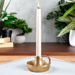 Świecznik na długą świeczkę aluminiowy złoty 10x6 cm
