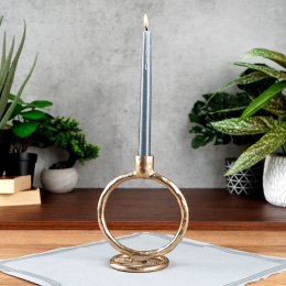 Świecznik na długą świeczkę aluminiowy złoty 19 cm