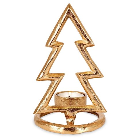 Świecznik Choinka Tealight 1 Świeczka Świąteczny Złoty Loft VILDE 16 cm