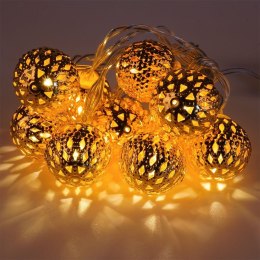 Lampki bombki choinkowe nietłukące metalowe złote 10 led 2,5 cm