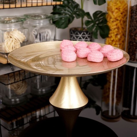 Patera na Tort Złota Szklana 28 cm VILDE Dekoracyjna na Nóżce