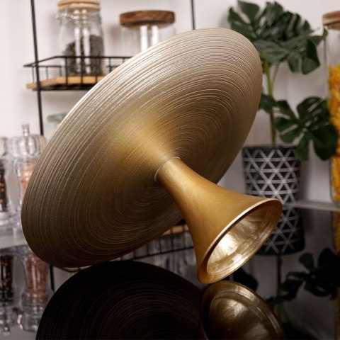 Patera na Tort Złota Szklana 28 cm VILDE Dekoracyjna na Nóżce