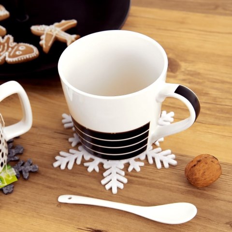 Podstawki pod Kubek Filcowe Płatek Śniegu 6 szt. 13,5 cm ORION Białe