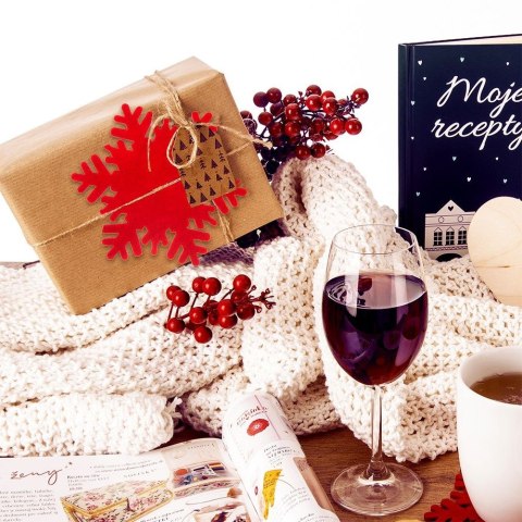 Podstawki pod Kubek Filcowe Płatek Śniegu 6 szt. 13,5 cm ORION Czerwone