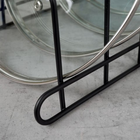 Stojak Organizer na Pokrywki Talerze Metalowy Czarny ORION 34 x 18 x 18 cm