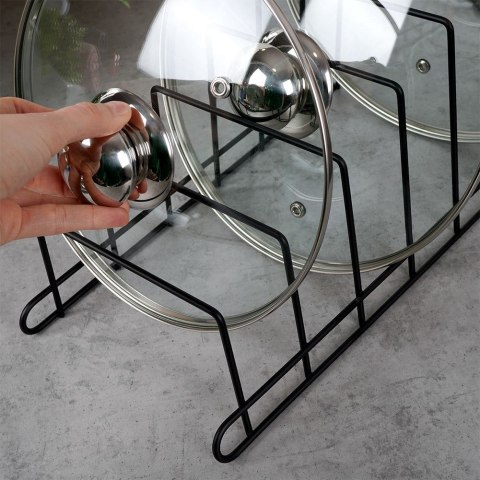 Stojak Organizer na Pokrywki Talerze Metalowy Czarny ORION 34 x 18 x 18 cm