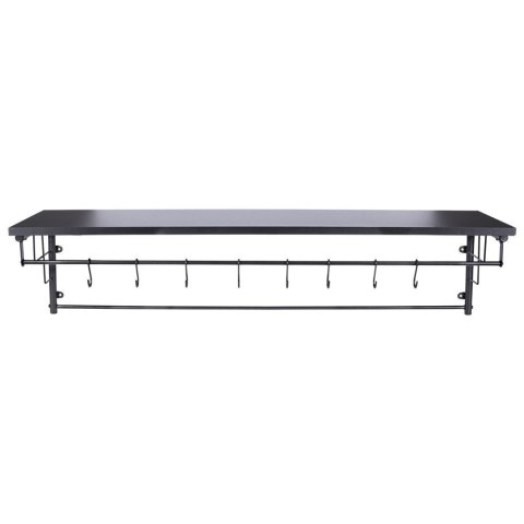 Wieszak Ścienny z Półką Dekoracyjny Czarny z Haczykami Solidny VILDE