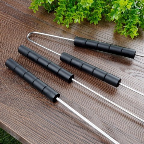 Zestaw Przyborów do Grilla 3 el. BBQ Stal Chromowana Długość 38 cm