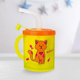 Kubek dla Dziecka ze Słomką Kot 260 ml ORION Pokrywka Wygodny BPA Free