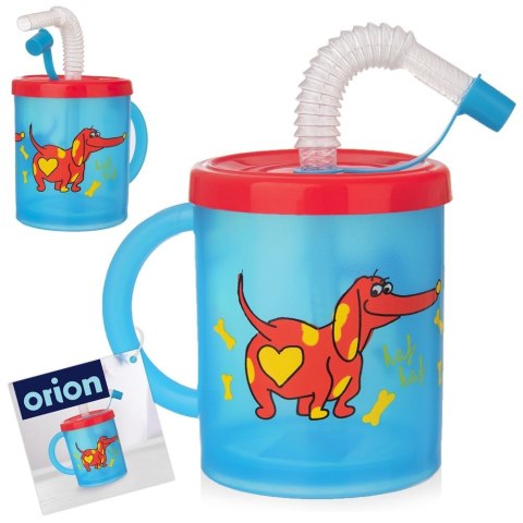 Kubek dla Dziecka ze Słomką Pies 260 ml ORION Pokrywka Wygodny BPA Free