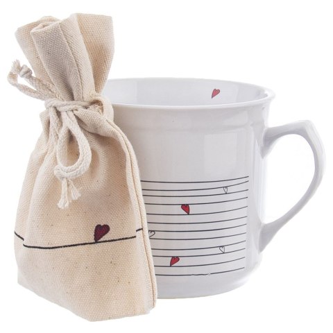 Kubek z Woreczkiem na Herbatę Zioła Ceramiczny Biały Serce ORION 700 ml