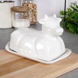 Maselniczka porcelanowa biała krowa