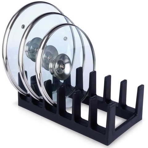 Stojak na Pokrywki i Talerze Czarny Organizer Szafka 6 szt. 28 cm VILDE