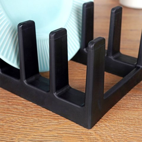 Stojak na Pokrywki i Talerze Czarny Organizer Szafka 6 szt. 28 cm VILDE