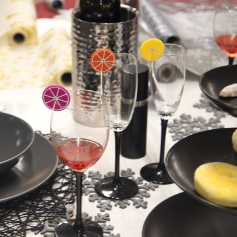 Znaczniki 8 szt. ORION na Szklanki Kieliszki Silikonowe Cytrusy