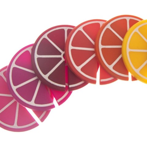 Znaczniki 8 szt. ORION na Szklanki Kieliszki Silikonowe Cytrusy