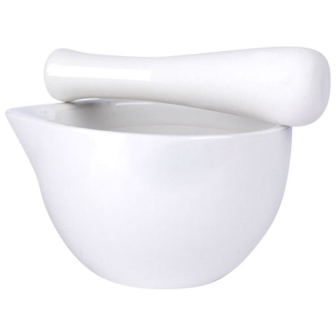 Moździerz z Tłuczkiem do Przypraw Porcelanowy Biały Houseware