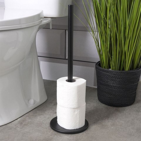 Stojak na Papier Toaletowy Wolnostojący Stalowy Czarny Mat na 5 Rolek BS