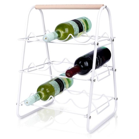 Stojak na Wino Dekoracyjny Metalowy Biały 9 Butelek HOUSEWARE 33x29x46 cm