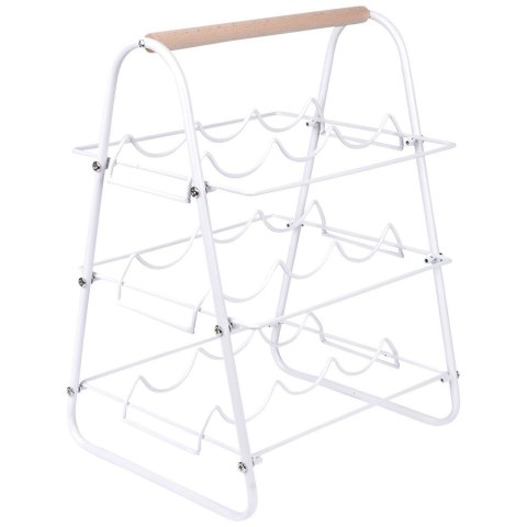 Stojak na Wino Dekoracyjny Metalowy Biały 9 Butelek HOUSEWARE 33x29x46 cm