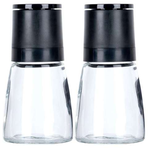 Młynek Ręczny do Pieprzu i Soli Szklany 13 cm 2 szt. Regulacja VILDE