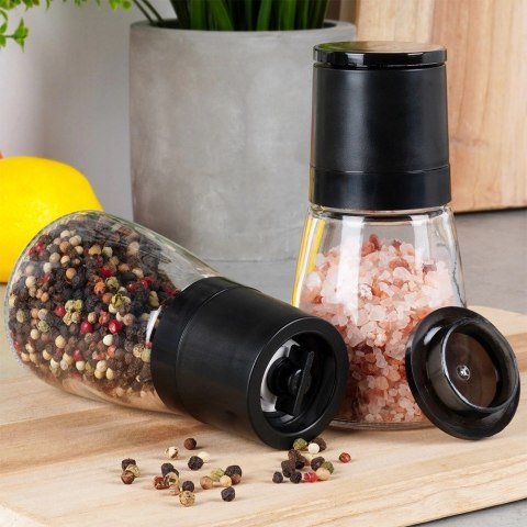 Młynek Ręczny do Pieprzu i Soli Szklany 13 cm 2 szt. Regulacja VILDE