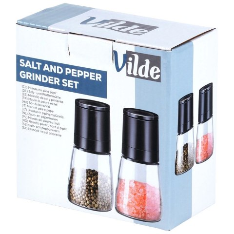 Młynek Ręczny do Pieprzu i Soli Szklany 13 cm 2 szt. Regulacja VILDE