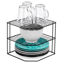 Półka Kuchenna Metalowa Czarna Narożna Loft 3-Poziomowa VILDE 22x22x21 cm
