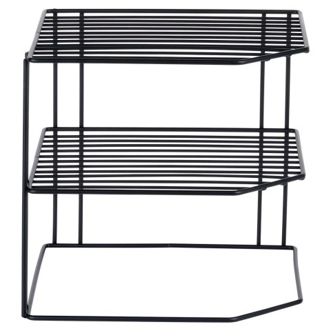 Półka Kuchenna Metalowa Czarna Narożna Loft 3-Poziomowa VILDE 22x22x21 cm