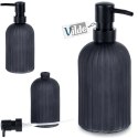 Dozownik do Mydła VILDE 400 ml Szklany Czarny Mat Ryflowany z Blokadą