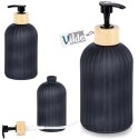 Dozownik do Mydła VILDE 400 ml Szklany Czarny Mat z Bambusem z Blokadą