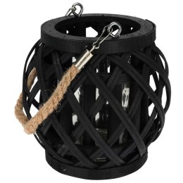 Lampion na Świeczkę Bambusowy Czarny HOME STYLING COLLECTION 14,5x14 cm