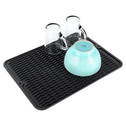 Mata do Suszenia Naczyń 40 x 30 cm Silikonowa Czarna Zwijana VILDE