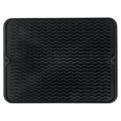 Mata do Suszenia Naczyń 40 x 30 cm Silikonowa Czarna Zwijana VILDE