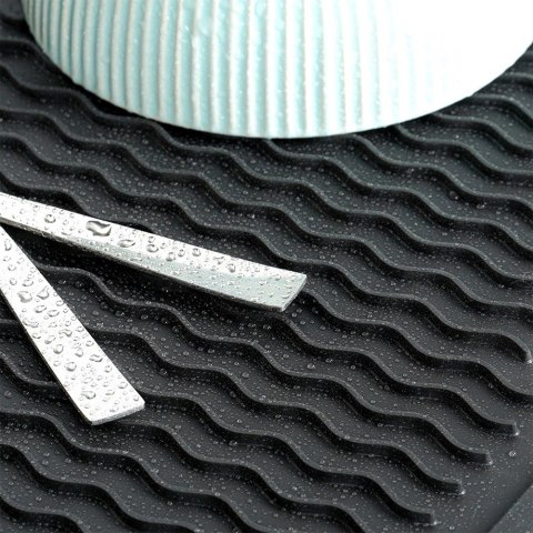 Mata do Suszenia Naczyń 40 x 30 cm Silikonowa Czarna Zwijana VILDE