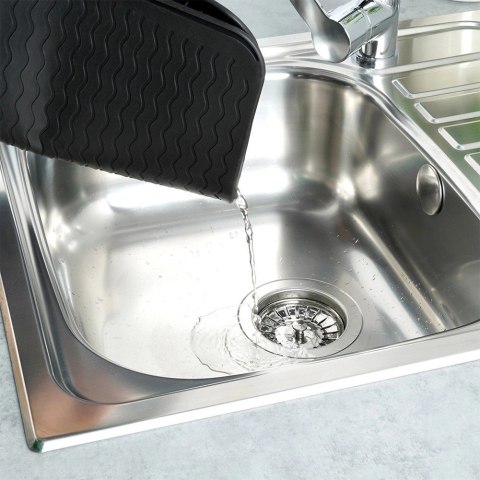 Mata do Suszenia Naczyń 40 x 30 cm Silikonowa Czarna Zwijana VILDE