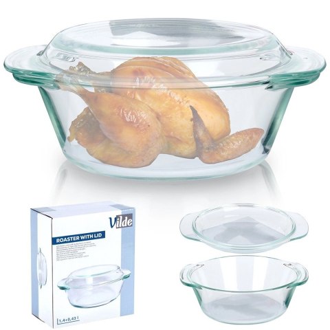 Naczynie Okrągłe z Pokrywką Szklane 1,4 L Borokrzemowe do Zmywarki VILDE