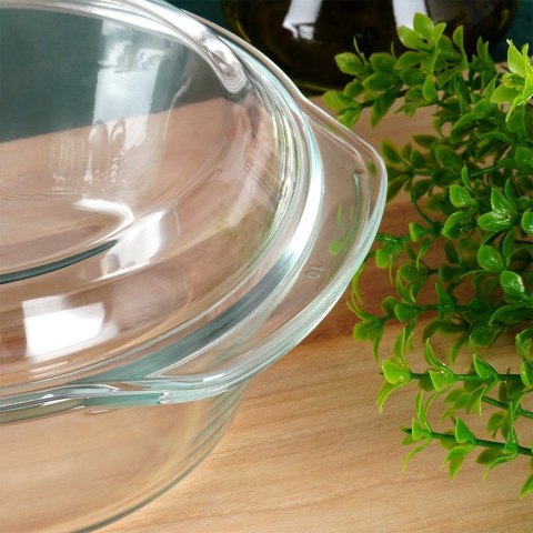 Naczynie Okrągłe z Pokrywką Szklane 1,0 L Borokrzemowe do Zmywarki VILDE