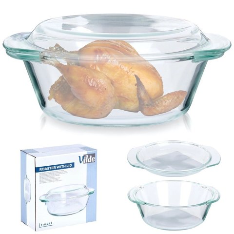Naczynie Okrągłe z Pokrywką Szklane 1,0 L Borokrzemowe do Zmywarki VILDE