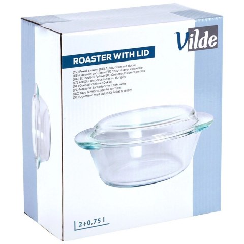 Naczynie Żaroodporne z Pokrywką do Pieczenia Szklane Małe VILDE 2 L + 750ml